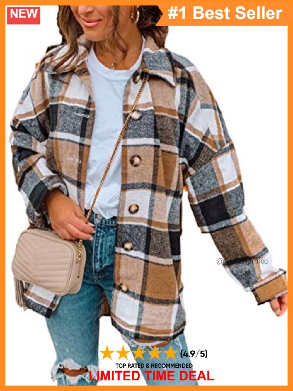Plaid Flannel Shacket Oversized Button Down Shirt Jacket Casual Fall